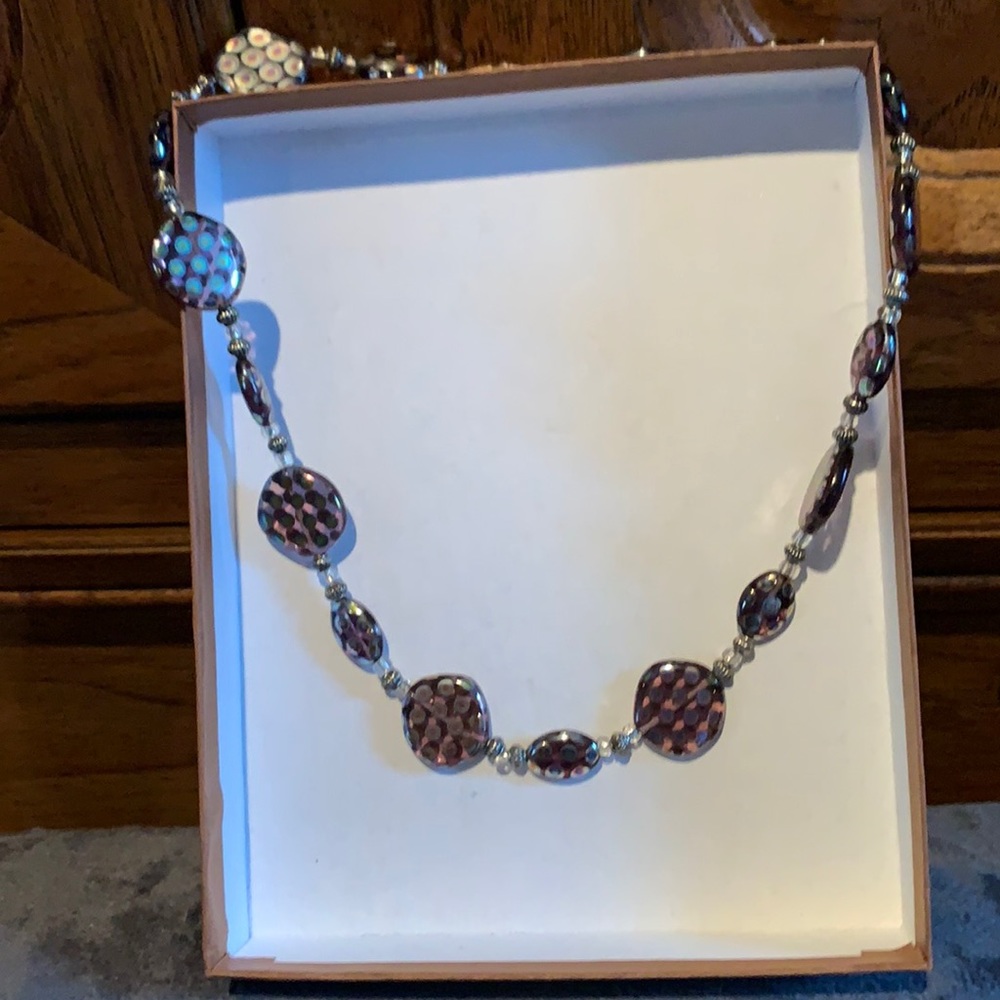 Handmade beaded necklace and earrings